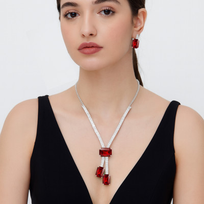 Mast Mola Alloy Silver Maroon, Silver Jewellery Set(Pack of 1)
