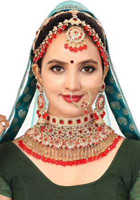 KK IMMITATION Alloy Gold-plated Red Jewellery Set(Pack of 1)