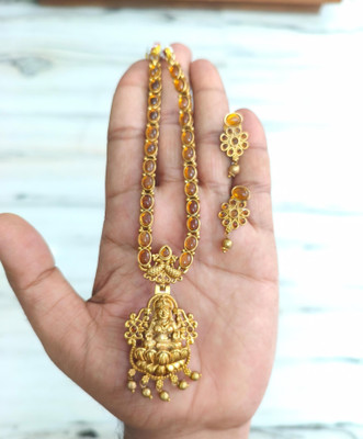 Joyful Alloy Gold-plated Brown Jewellery Set(Pack of 1)