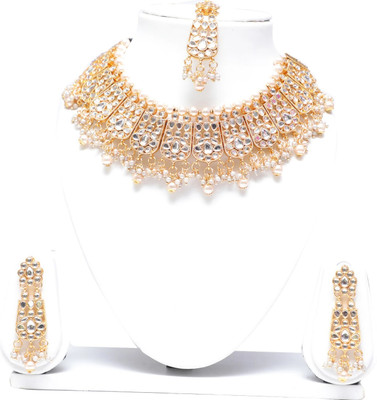 Swarajshop Alloy Gold-plated White Jewellery Set(Pack of 1)