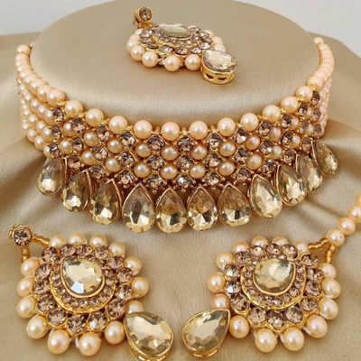 AMHRIK IMITATION Alloy Gold Jewellery Set(Pack of 1)