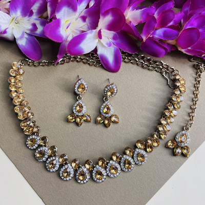 VATSALYA creation Alloy Gold-plated Maroon Jewellery Set(Pack of 1)