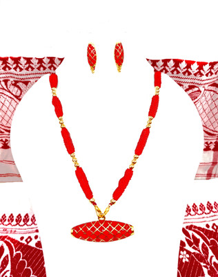 shree balaji gold Copper, Dori, Alloy Red Jewellery Set(Pack of 1)