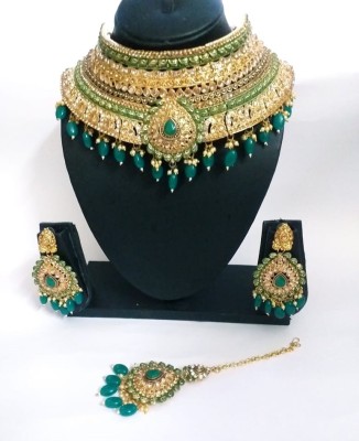 dream world Alloy Gold-plated Green, Gold Jewellery Set(Pack of 1)