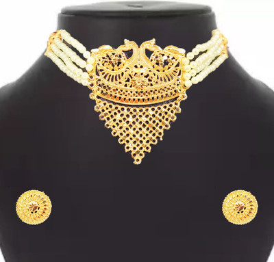 Sdr Fashion Alloy Gold-plated White, Gold Jewellery Set(Pack of 1)