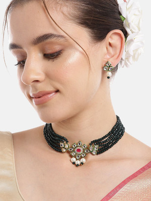 ANOUK Brass Gold-plated Green Jewellery Set(Pack of 1)