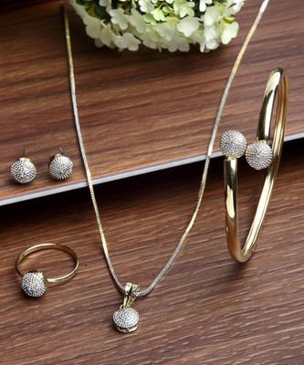 ZENEME Alloy Gold-plated Silver Jewellery Set(Pack of 1)
