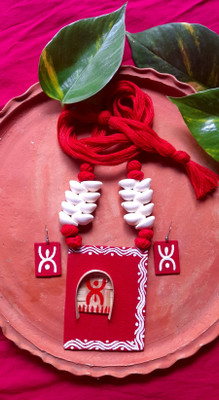 SAKHI Fabric Red Jewellery Set(Pack of 1)