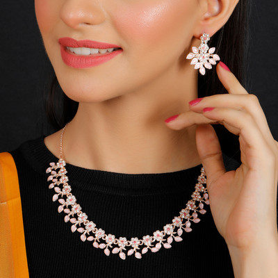 Shostopper by Sukkhi Alloy Brass Pink Jewellery Set(Pack of 1)