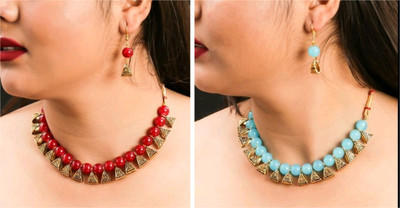 Ronak Fashion Alloy Gold-plated Red, Blue Jewellery Set(Pack of 2)