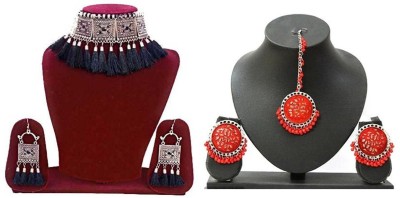 Dev Fashion Metal, Oxidised Silver Sterling Silver, Sterling Silver Red, Silver, Black, Silver Jewellery Set(Pack of 2)