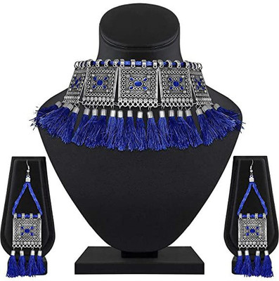 house of common Alloy Silver Blue Jewellery Set(Pack of 1)