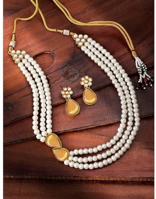 White pearl Alloy Gold-plated Gold, White Jewellery Set(Pack of 1)