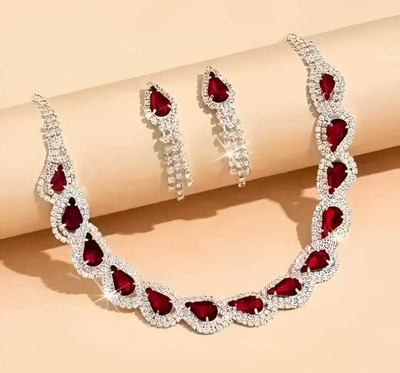 RAXA Alloy Maroon, Silver Jewellery Set(Pack of 1)