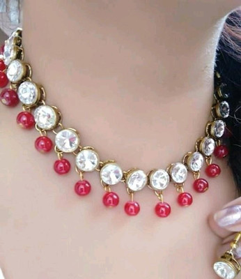 Ronak Fashion Alloy Gold-plated Red Jewellery Set(Pack of 1)