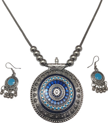 Pink Moon Oxidised Oxidised Silver, Alloy Silver Grey Jewellery Set(Pack of 1)