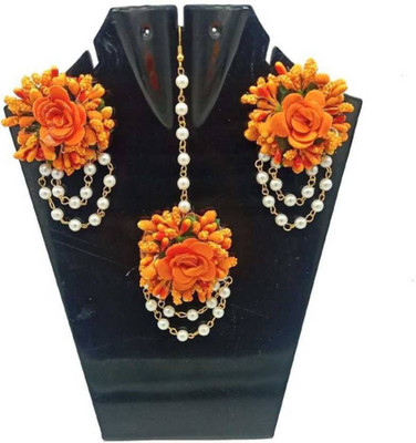 The Visual Hub Fabric Orange Jewellery Set(Pack of 3)