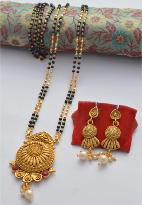 AAKASHTRADERSRK Copper Gold-plated Gold, Black Jewellery Set(Pack of 1)