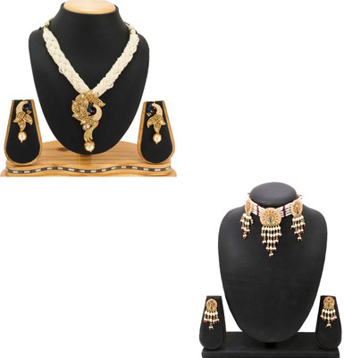 Dreamish Imitation Brass, Copper, Alloy Gold-plated White, Gold, Red Jewellery Set(Pack of 4)