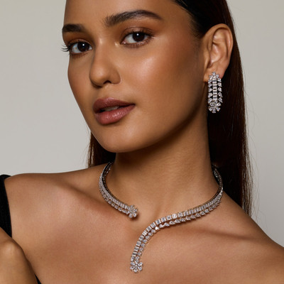 Kushal's Fashion Jewellery Copper Gold-plated White Jewellery Set(Pack of 3)