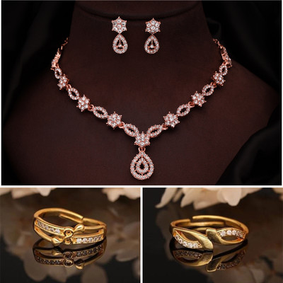 brado jewellery Brass Gold-plated Pink, Gold Jewellery Set(Pack of 3)