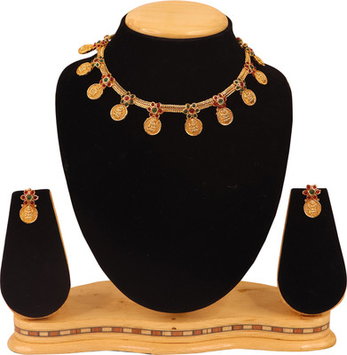 Swarajshop Brass, Copper Gold-plated Green Jewellery Set(Pack of 1)