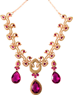 infashions Alloy Rhodium Rose Gold, Pink Jewellery Set(Pack of 1)