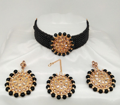 AR jewell Alloy Gold-plated Black Jewellery Set(Pack of 1)