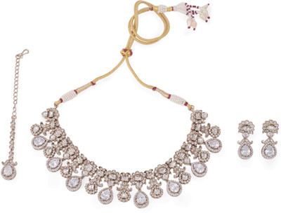 Saloni Fashion Jewellery Brass Gold-plated White Jewellery Set(Pack of 4)