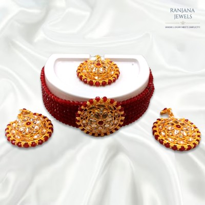 RanjanaJewels Alloy Gold-plated Black, Maroon, Red, Pink Jewellery Set(Pack of 1)