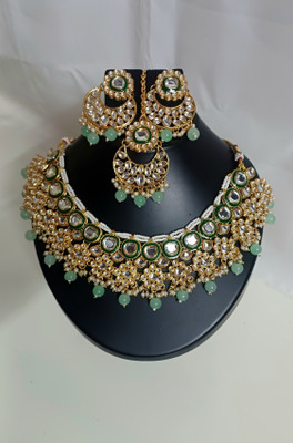 Alif Fashion Hub Brass, Dori Turquoise, Green Jewellery Set(Pack of 4)