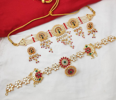 LJJ Alloy Gold-plated Gold, White Jewellery Set(Pack of 1)