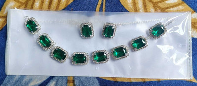 ARU Alloy Silver Green Jewellery Set(Pack of 3)