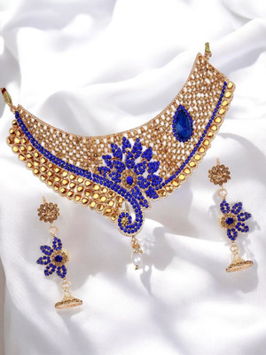 JEWELS GURU Alloy Gold-plated Gold, Blue Jewellery Set(Pack of 1)