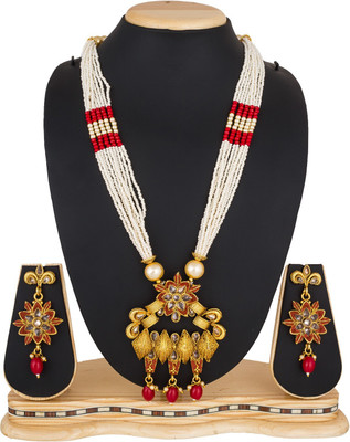 AADITA Alloy Gold-plated White, Red, Gold Jewellery Set(Pack of 1)