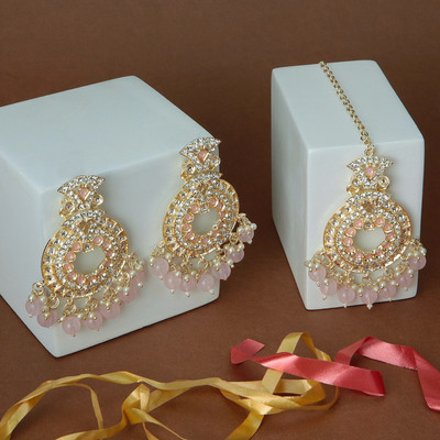 EXODUS Alloy Gold-plated Pink Jewellery Set(Pack of 3)