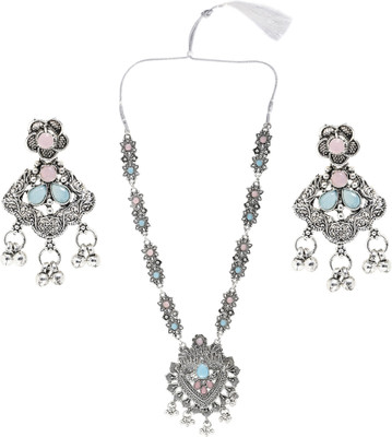 Diva creation Oxidised Silver Black Silver Blue, Pink, Silver Jewellery Set(Pack of 1)