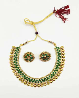 Lathar Alloy Green Jewellery Set(Pack of 1)