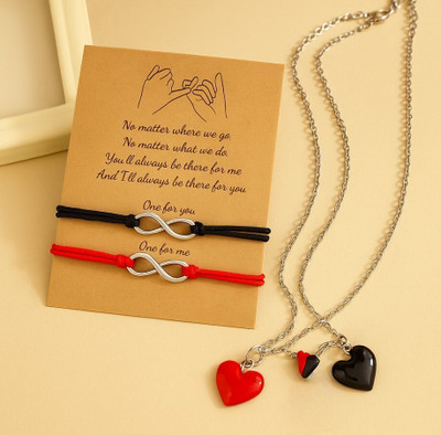 Rgulus Alloy Rhodium Silver, Black, Red Jewellery Set(Pack of 4)