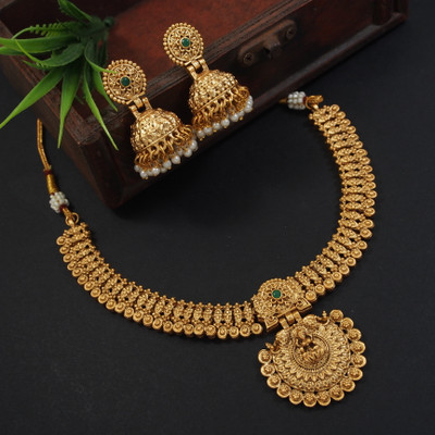 Lucentarts Jewellery Alloy Gold-plated Green Jewellery Set(Pack of 2)
