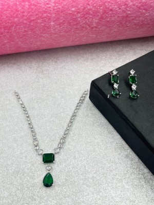 AKENTERPRISE Brass Silver Green Jewellery Set(Pack of 1)