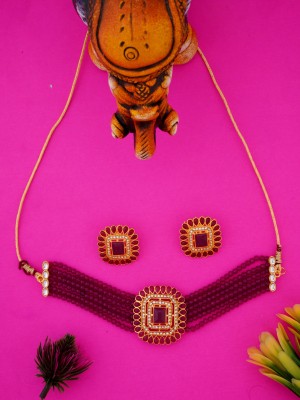 AKSHAR Brass Brass Purple Jewellery Set(Pack of 1)