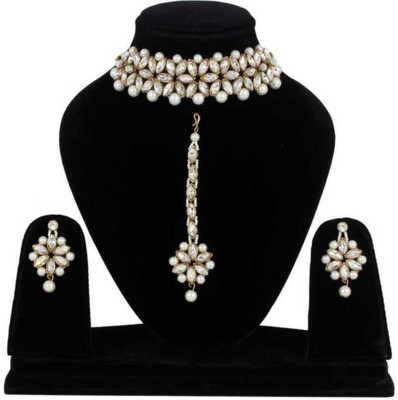 AMHRIK IMITATION Brass White Jewellery Set(Pack of 1)