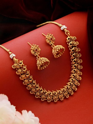 SARAF RS JEWELLERY Alloy Gold-plated Gold Jewellery Set(Pack of 2)