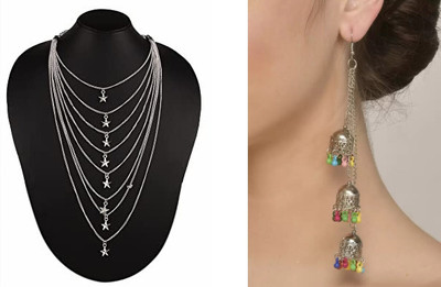 MA Enterprises Metal, Alloy Sterling Silver Silver Jewellery Set(Pack of 1)