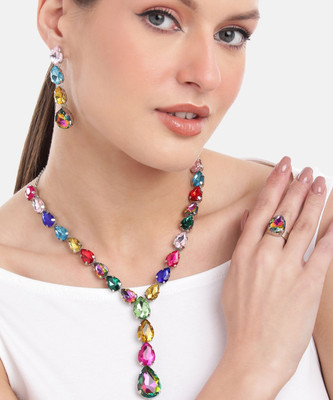 MANSIYAORANGE Alloy Rhodium Multicolor Jewellery Set(Pack of 1)