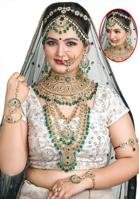 KKIMITATION Alloy Gold-plated Green Jewellery Set(Pack of 1)
