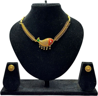 MODELFLUX Brass Gold, White Jewellery Set(Pack of 1)