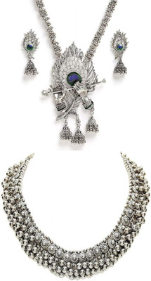 MACRAINE Oxidised Silver Brass Black Jewellery Set(Pack of 2)