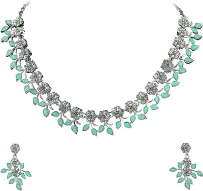 AK JEWEL STORES Alloy Silver, Green Jewellery Set(Pack of 1)